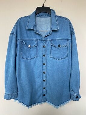 Chambray Shacket with Pockets